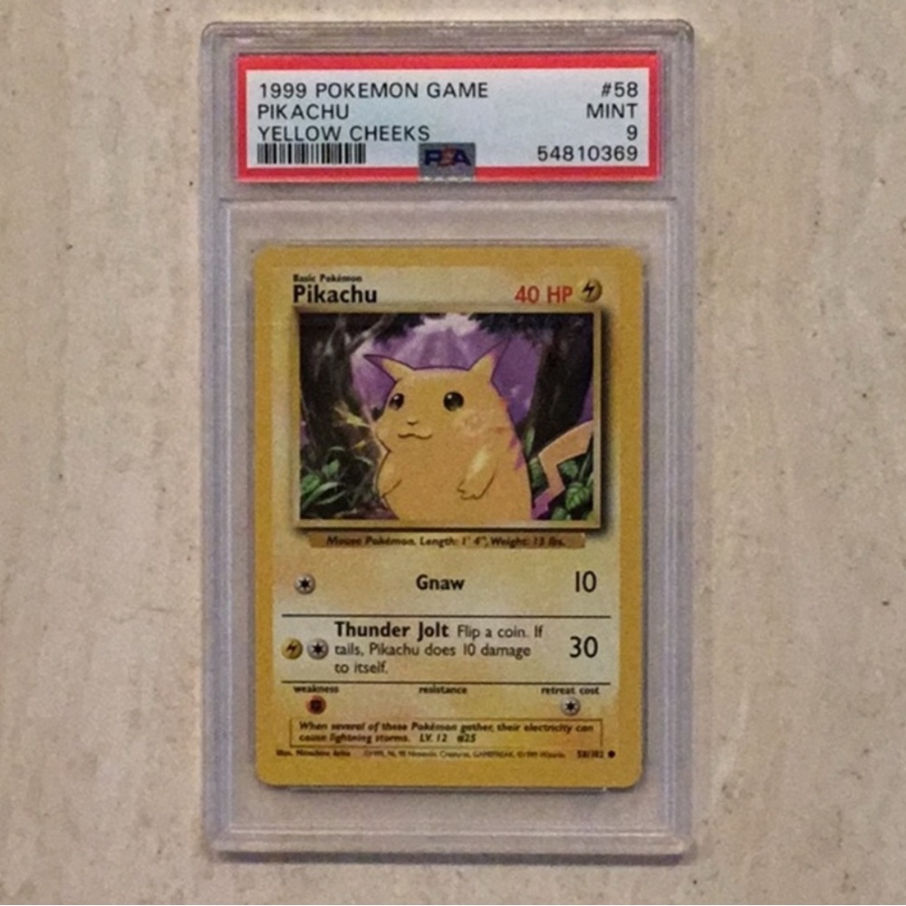 Pikachu 58/102 Yellow Cheeks #58 Pokemon Base Set 1999 TCG PSA 9 Graded Card